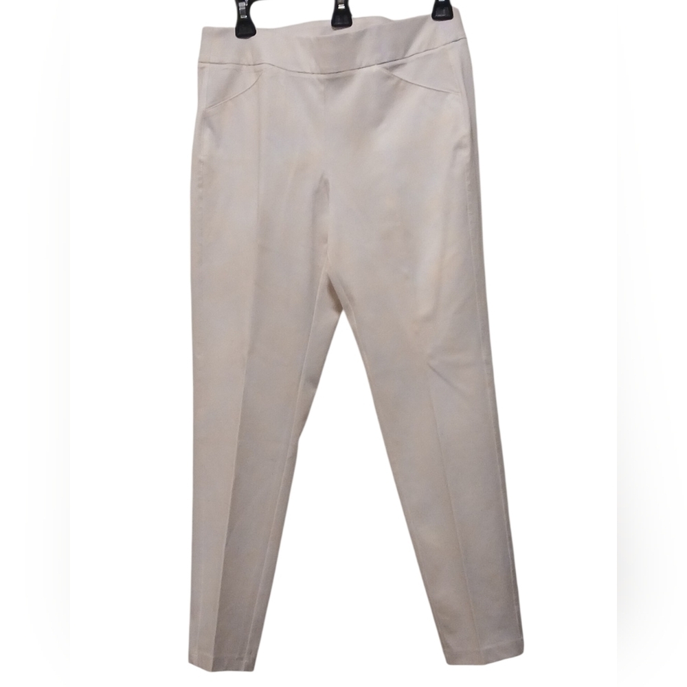 Chico's - Travelers White Skinny Pants W/ Faux Front Pockets, Size US 6-P,